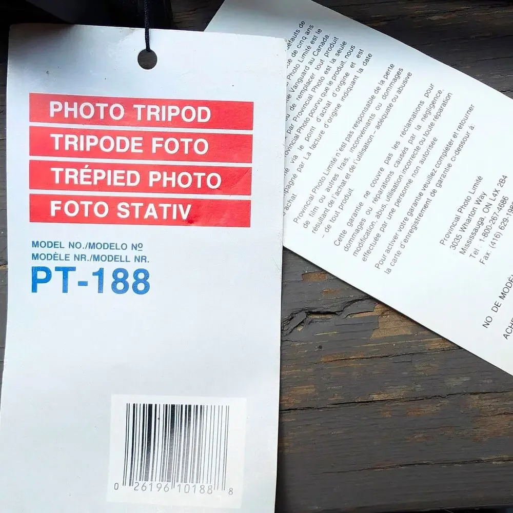 Vanguard PT-188 Aluminum Camera Tripod NWT Adjustable Pan Tilt Quick Release